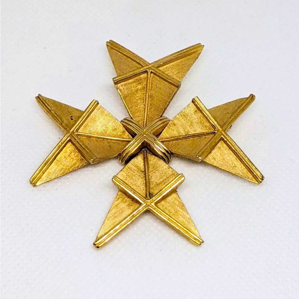 Vintage TRIFARI Maltese Cross Brooch Pin